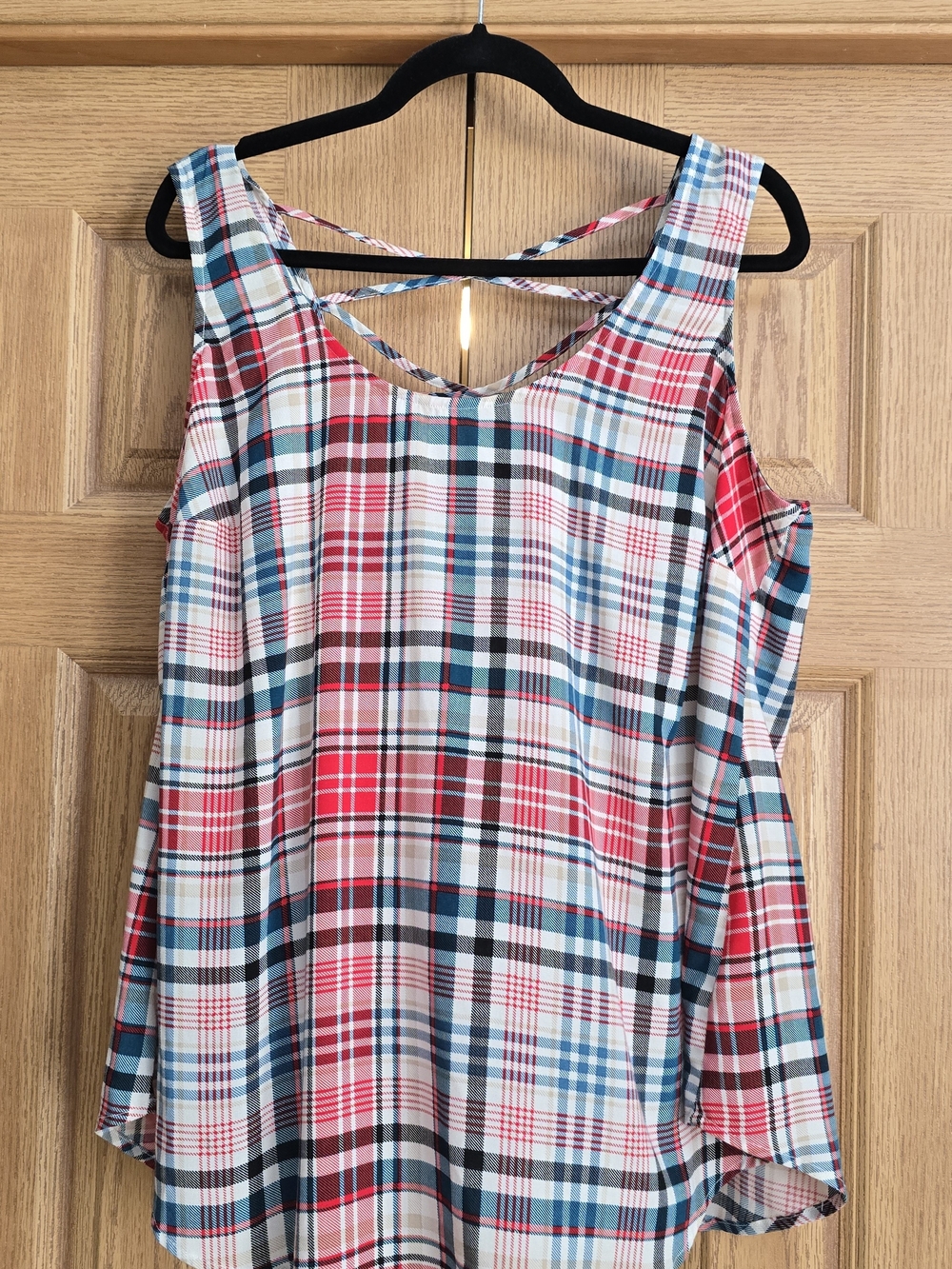 torrid Red, Blue & White Plaid Tank with Crisscross Back